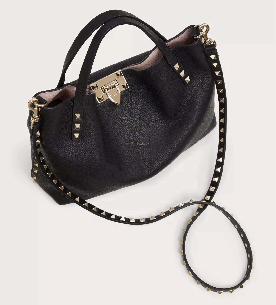 Valentino Garavani Rockstud Tote Bag in Black Grainy Calfskin